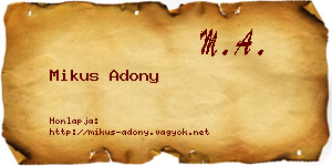 Mikus Adony névjegykártya